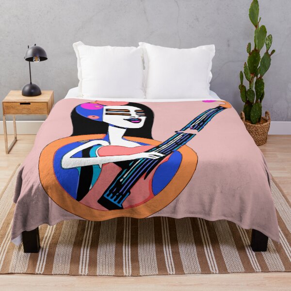 Item preview, “Mujer tocando la guitarra en círculo” designed and sold by FunnyShopGirl.
