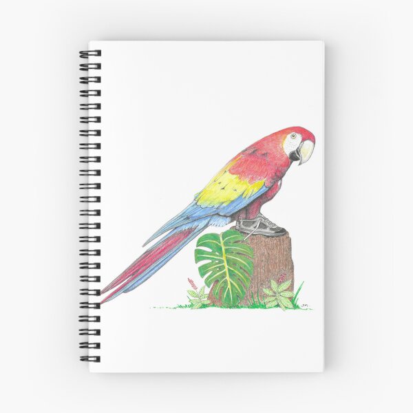 Item preview, Scarlet Macaw in Hiking Shoes designed and sold by JimsBirds.