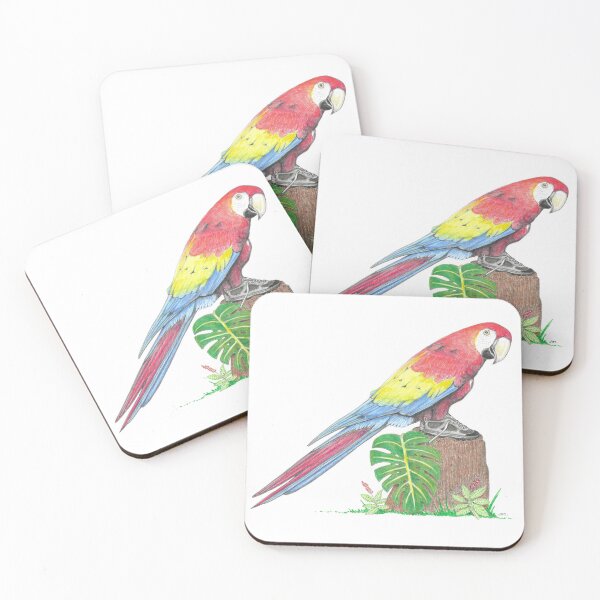 Item preview, Scarlet Macaw in Hiking Shoes designed and sold by JimsBirds.