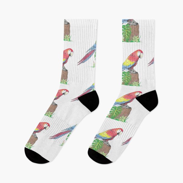 Item preview, Scarlet Macaw in Hiking Shoes designed and sold by JimsBirds.