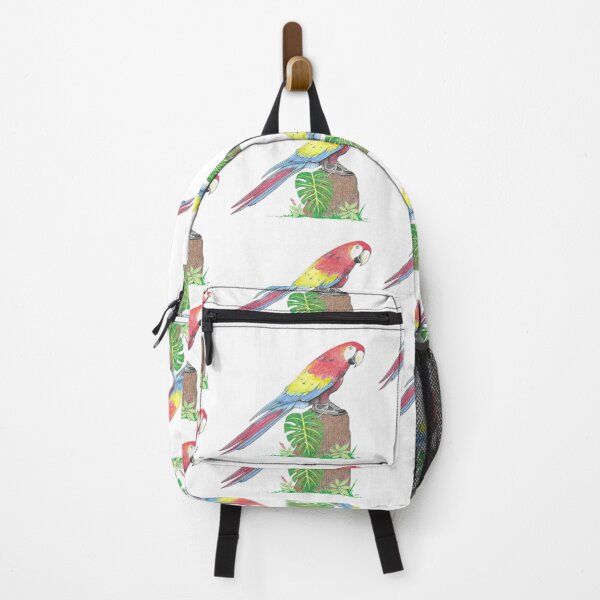 Item preview, Scarlet Macaw in Hiking Shoes designed and sold by JimsBirds.