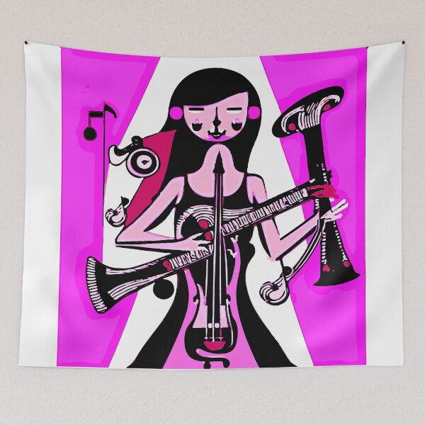 Item preview, The Woman With the Violin and Two Flutes designed and sold by FunnyShopGirl.