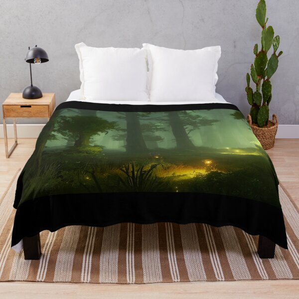 Item preview, Gloomy fantasy forest scene at night with glowing lights 1 designed and sold by A.I. Does  Art.