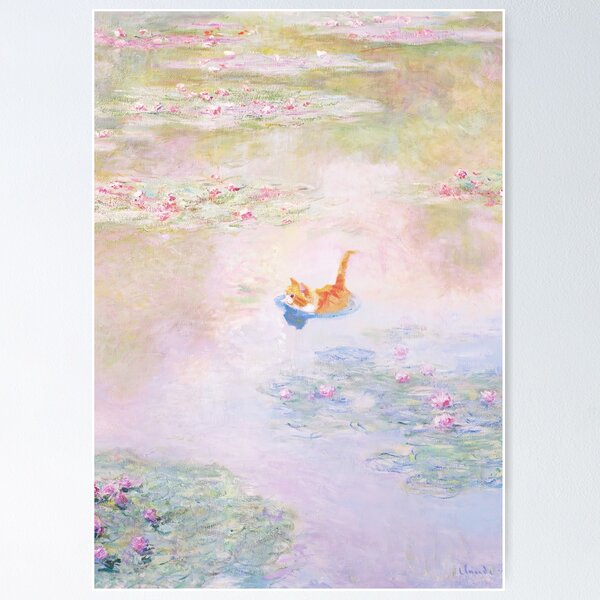 Item preview, Funny Orange Cat in Water Lily Pond  by Claude Monet designed and sold by evermore-design.
