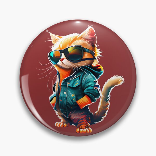 Item preview, Fashionable Feline - Cat in a Denim Jacket wearing Sunglasses designed and sold by Voyshop.