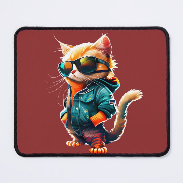 Item preview, Fashionable Feline - Cat in a Denim Jacket wearing Sunglasses designed and sold by Voyshop.