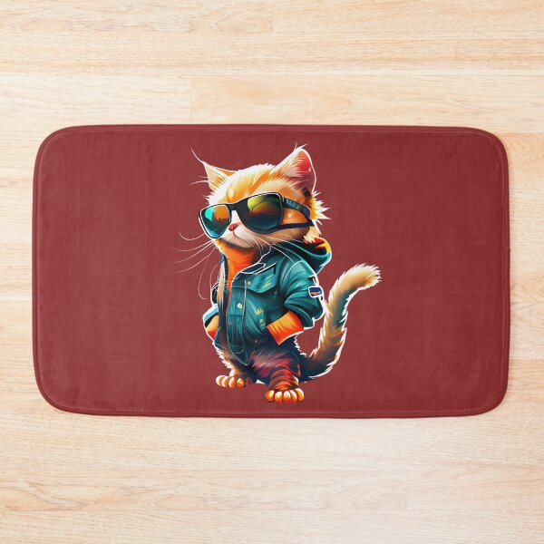 Item preview, Fashionable Feline - Cat in a Denim Jacket wearing Sunglasses designed and sold by Voyshop.