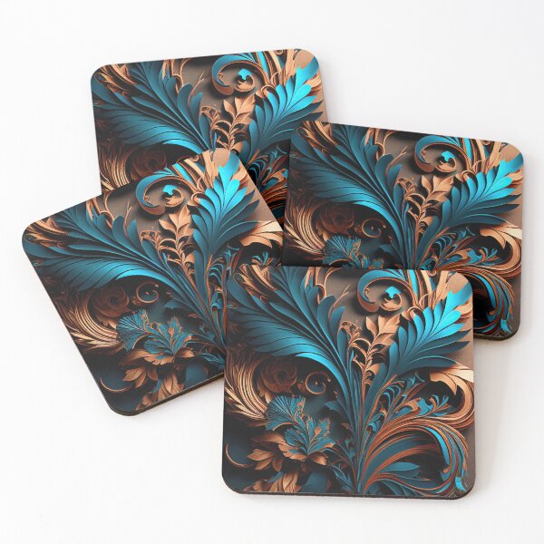 Item preview, Copper and blue toile pattern designed and sold by Cydermann.
