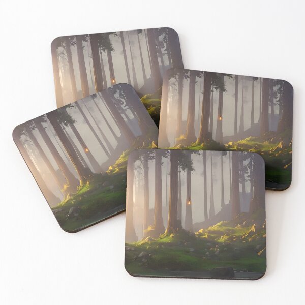 Item preview, Gloomy fantasy forest scene at night with glowing lights 2 designed and sold by A.I. Does  Art.