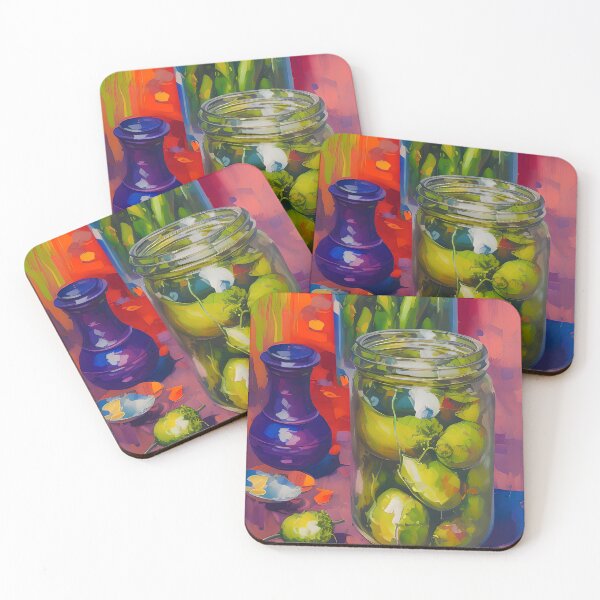Item preview, Jars of Pickled Green Peppers. Colourful Food Composition. designed and sold by FewBits.