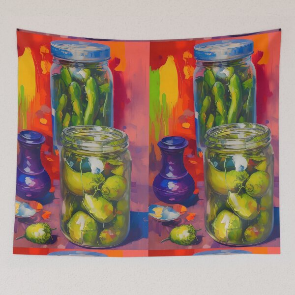 Item preview, Jars of Pickled Green Peppers. Colourful Food Composition. designed and sold by FewBits.