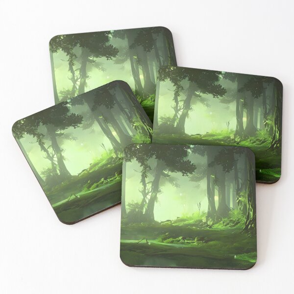 Item preview, Gloomy fantasy forest scene at night with glowing lights 3 designed and sold by A.I. Does  Art.