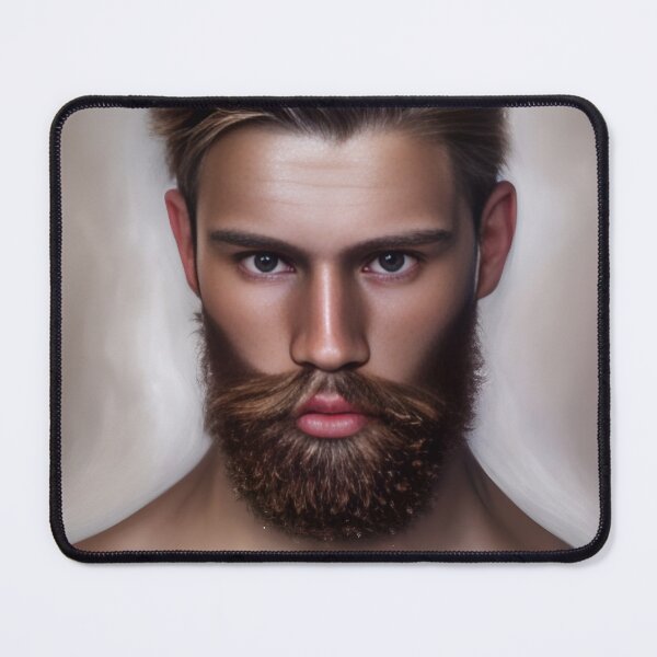 Item preview, Bearded Young Man with Alluring Eyes  designed and sold by LthrDaddyBear.