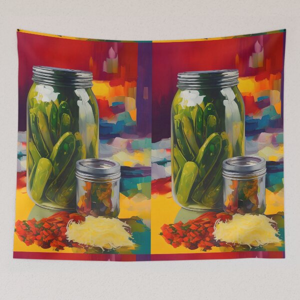 Item preview, Jars of Pickled Vine Leaves. Colourful Food Composition. designed and sold by FewBits.