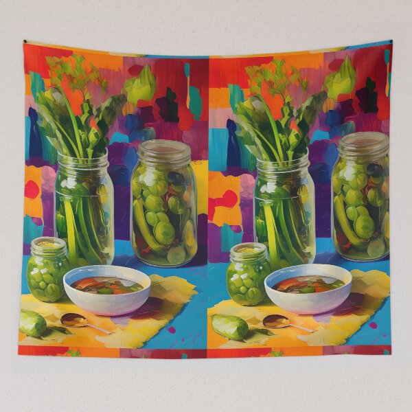 Item preview, Jars of Vegetables Ready to Pickle. Colourful Food Composition. designed and sold by FewBits.