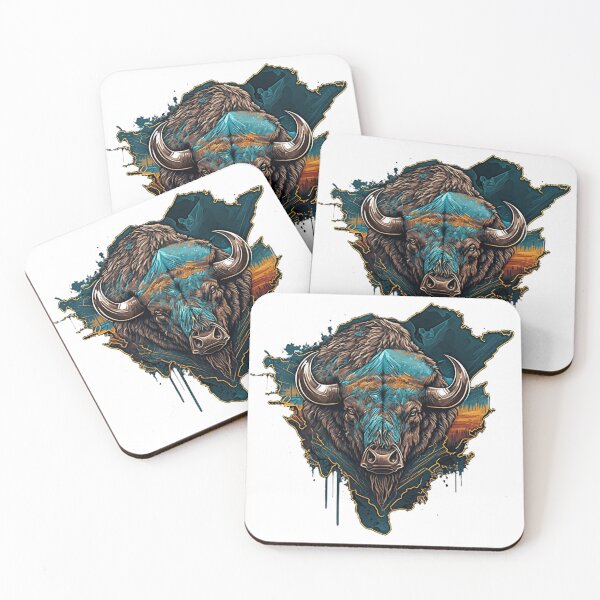 Item preview, American Bison - NA Continent (Blue) designed and sold by Mushi-EShop.