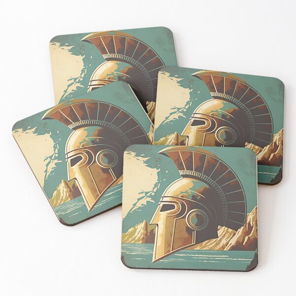 Item preview, Greece Spartan Helmet Vintage Travel Art Poster designed and sold by OldTravelArt.