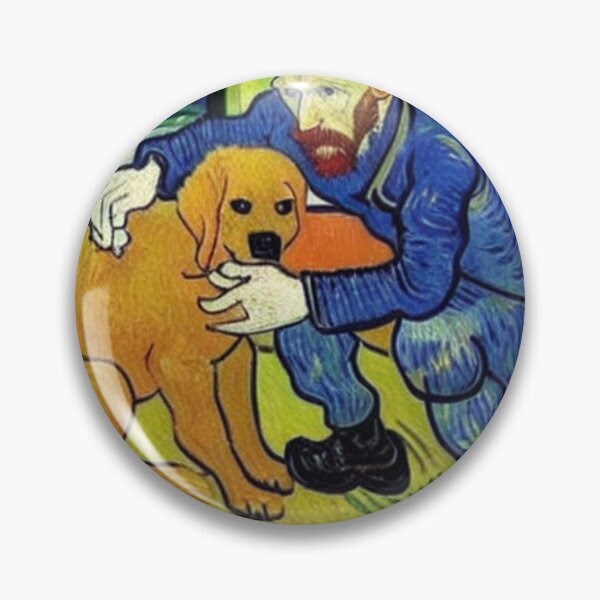 Item preview, Vincent van Gogh holding petting a cuddling a golden retriever dog designed and sold by Parparaway.