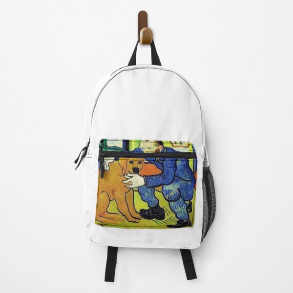 Item preview, Vincent van Gogh holding petting a cuddling a golden retriever dog designed and sold by Parparaway.