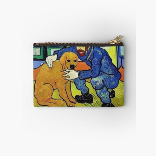 Item preview, Vincent van Gogh holding petting a cuddling a golden retriever dog designed and sold by Parparaway.