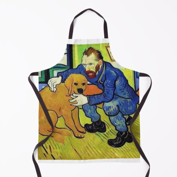 Item preview, Vincent van Gogh holding petting a cuddling a golden retriever dog designed and sold by Parparaway.