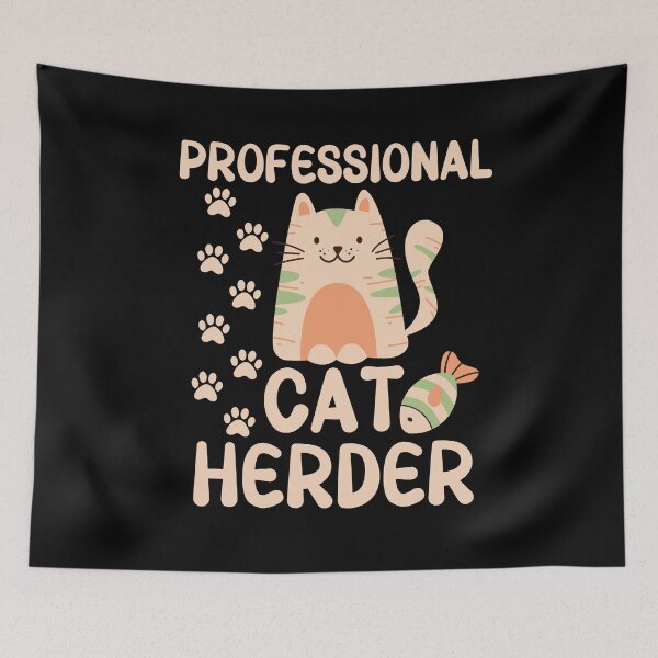 Item preview, Professional cat herder - cute cartoon cat designed and sold by EvergreenWhimsy.