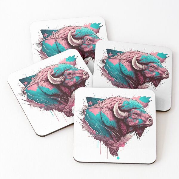 Item preview, American Bison - NA Continent (Pink) designed and sold by Mushi-EShop.
