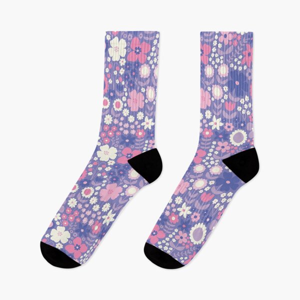 Item preview, retro florals pattern, 70s groovy purple flowers, flower market, scandinavian florals, purple hues, purple, lilac, pink, hot pink designed and sold by blomastudios.