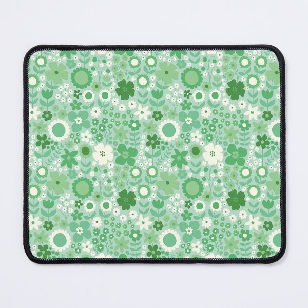 Item preview, retro florals pattern, 70s groovy green flowers, flower market, scandinavian florals, green hues designed and sold by blomastudios.