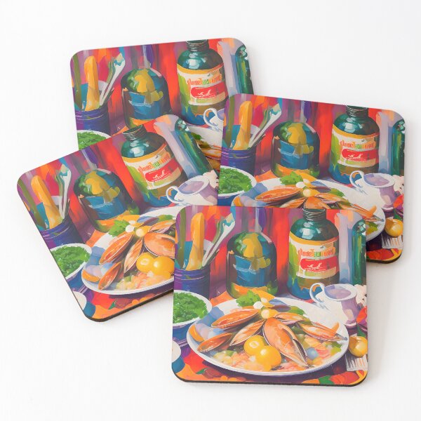 Item preview, Abstract Seafood Dinner. Colourful Food Composition. designed and sold by FewBits.