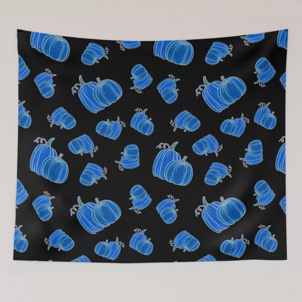 Item preview, Blue Glow Pumpkins on Black  designed and sold by dKarthdesign.