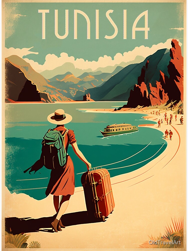 Tunisia Coastline Vintage Travel Art Poster | Poster