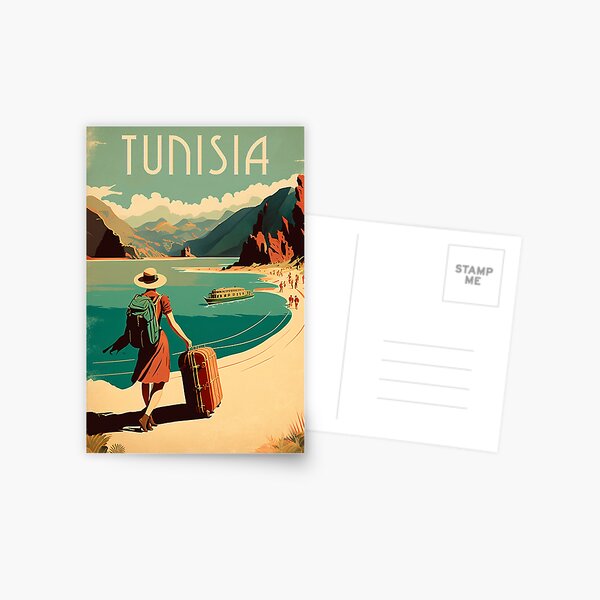 Item preview, Tunisia Coastline Vintage Travel Art Poster designed and sold by OldTravelArt.
