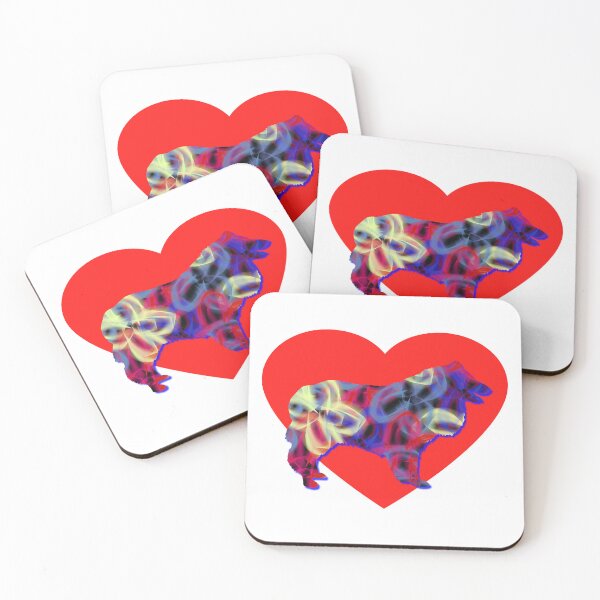Item preview, I Heart My Rough Collie Dog Neon Butterflies Silhouette  designed and sold by AMSonArt.