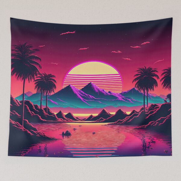 Item preview, Electric Sunset Symphony: A Synthwave Ode to Nature's Beauty designed and sold by Mullet Monkey.