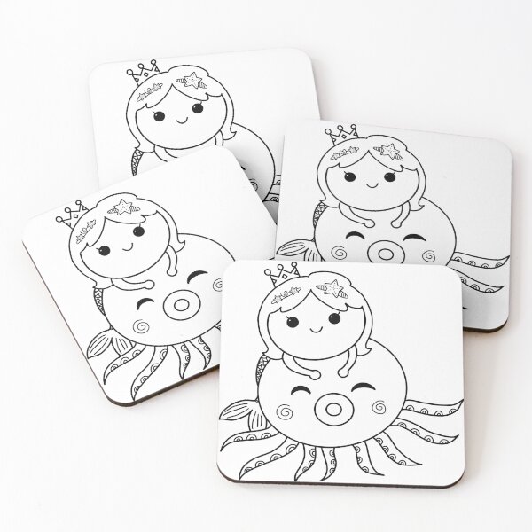 Item preview, mermaid coloring : mermaid and octopus for painting activity at home or at birthday party designed and sold by Tina-studio.