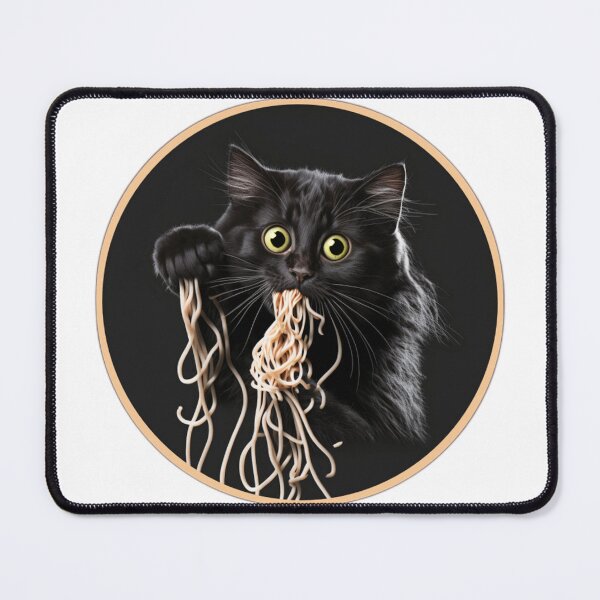 Item preview, Black Cat Eats Spaghetti designed and sold by Healio2.