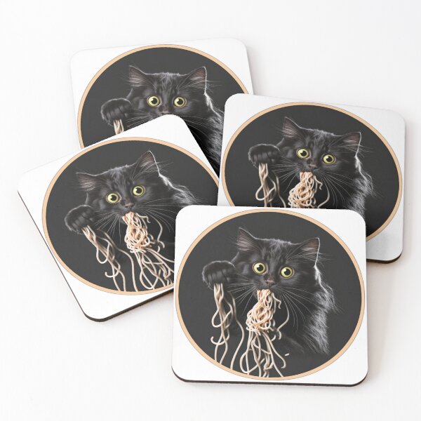 Item preview, Black Cat Eats Spaghetti designed and sold by Healio2.