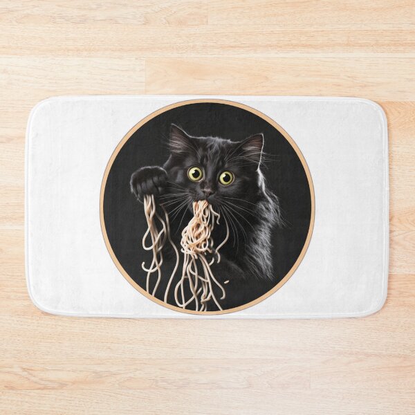 Item preview, Black Cat Eats Spaghetti designed and sold by Healio2.
