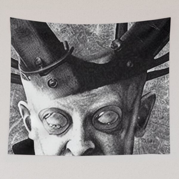 Item preview, Cyberpunk Aleister Crowley The Great Beast of Thelema Black and White Drawing as Cyber Wizard designed and sold by Ataraxia  Apparel.
