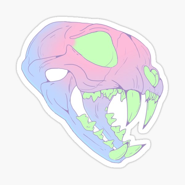Pastel Goth Cat Skull Sticker