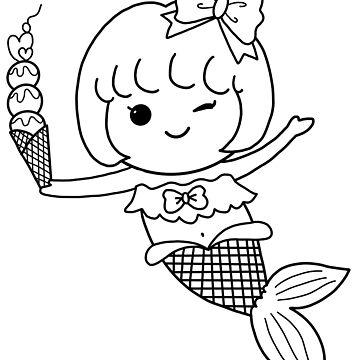 "mermaid coloring : mermaid and icecream for painting activity at home ...