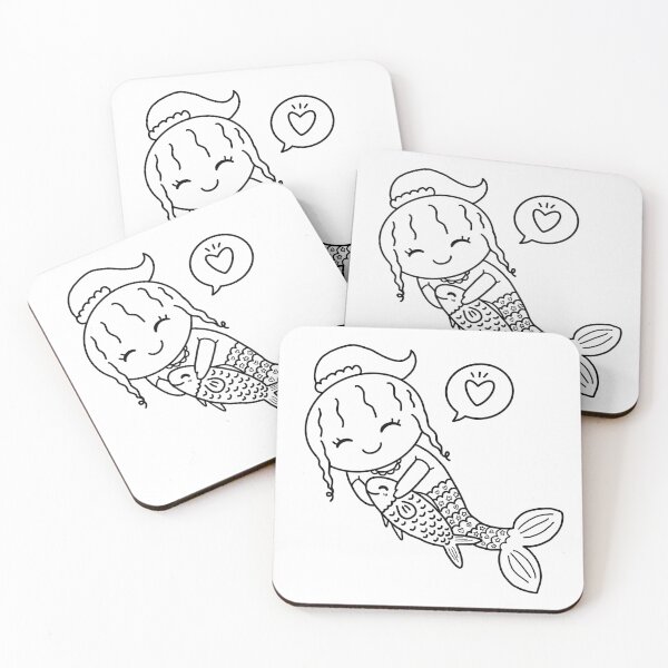 Item preview, mermaid coloring : mermaid and jellyfish for painting activity  designed and sold by Tina-studio.
