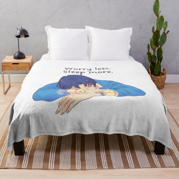 Item preview, Worry less sleep more sleepy sleep funny quote Cute Anime Boy 2 designed and sold by DetectiveDog.