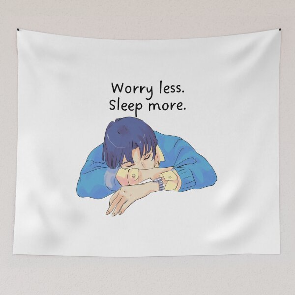 Item preview, Worry less sleep more sleepy sleep funny quote Cute Anime Boy 2 designed and sold by DetectiveDog.