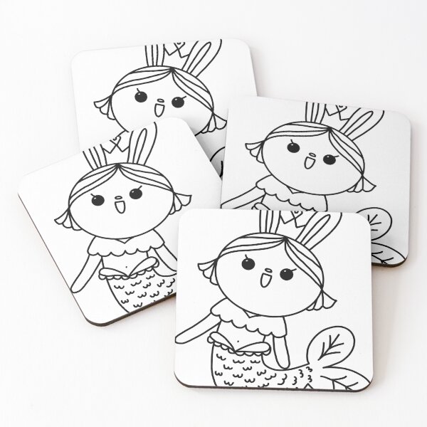 Item preview, diy mermaid coloring : rabbit mermaid  for painting activity at home  designed and sold by Tina-studio.