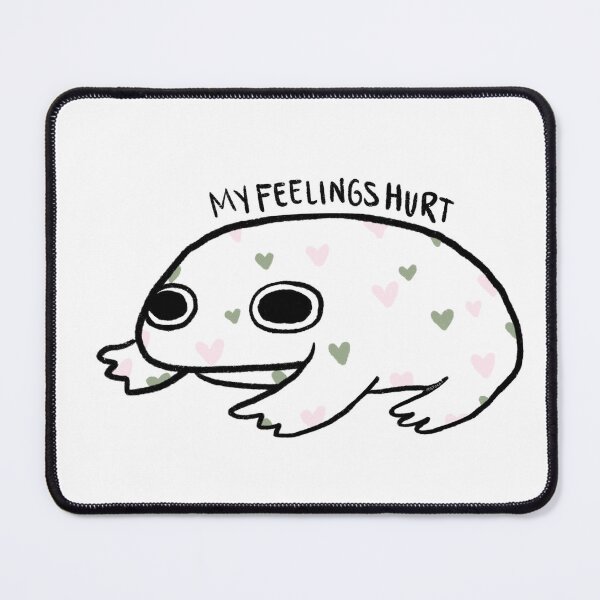 Item preview, My Feelings Hurt | White Crying Frog with Baby Pink and Sage Hearts designed and sold by iristocat.