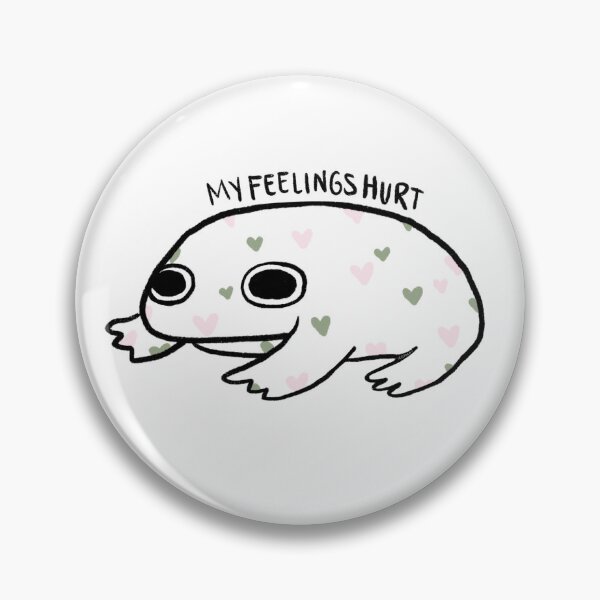 Item preview, My Feelings Hurt | White Crying Frog with Baby Pink and Sage Hearts designed and sold by iristocat.