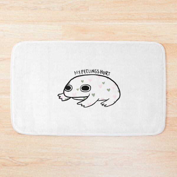 Item preview, My Feelings Hurt | White Crying Frog with Baby Pink and Sage Hearts designed and sold by iristocat.