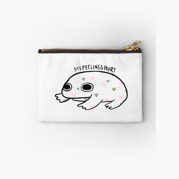 Item preview, My Feelings Hurt | White Crying Frog with Baby Pink and Sage Hearts designed and sold by iristocat.